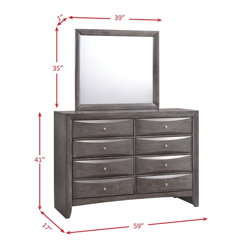 Bowery Hill Queen 6 Piece Bedroom Set in Gray