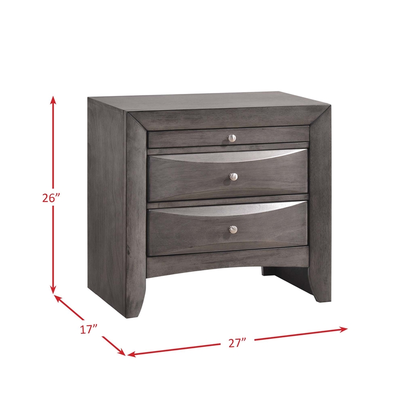 Bowery Hill Queen 6 Piece Bedroom Set in Gray