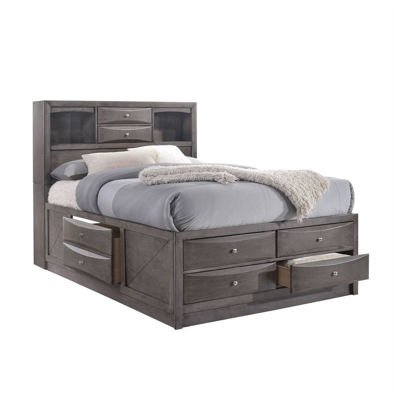 Bowery Hill Queen 6 Piece Bedroom Set in Gray