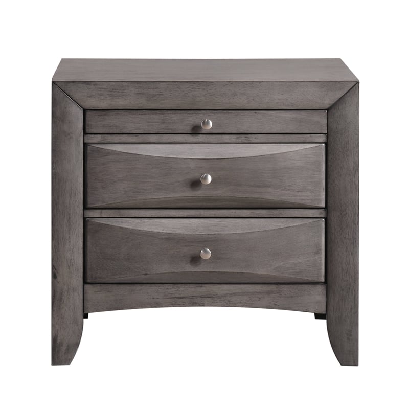 Bowery Hill Solid Wood 3 Piece King Bedroom Set in Gray