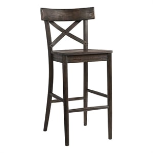 Bowery Hill 29&quot Transitional Solid Wood Bar Stool in Dark Brown/Raw