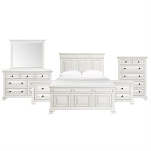 bowery hill queen panel 6pc bedroom set in white