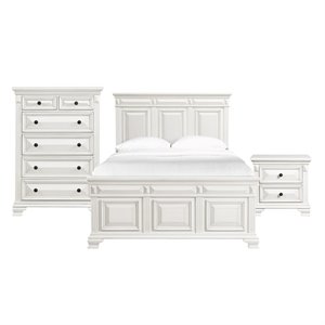 bowery hill king panel 3pc bedroom set in white