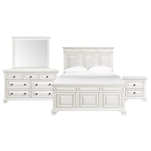 bowery hill king panel 4pc bedroom set in white