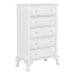 Bowery Hill Transitional 5-Drawer Solid Pine Wood Chest in White