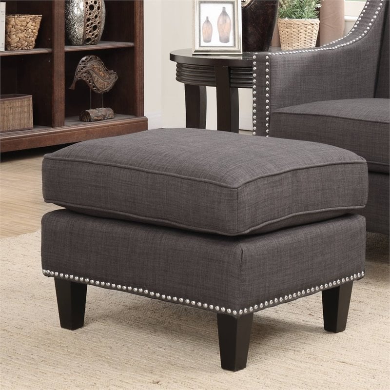 Bowery Hill Ottoman in Charcoal Gray