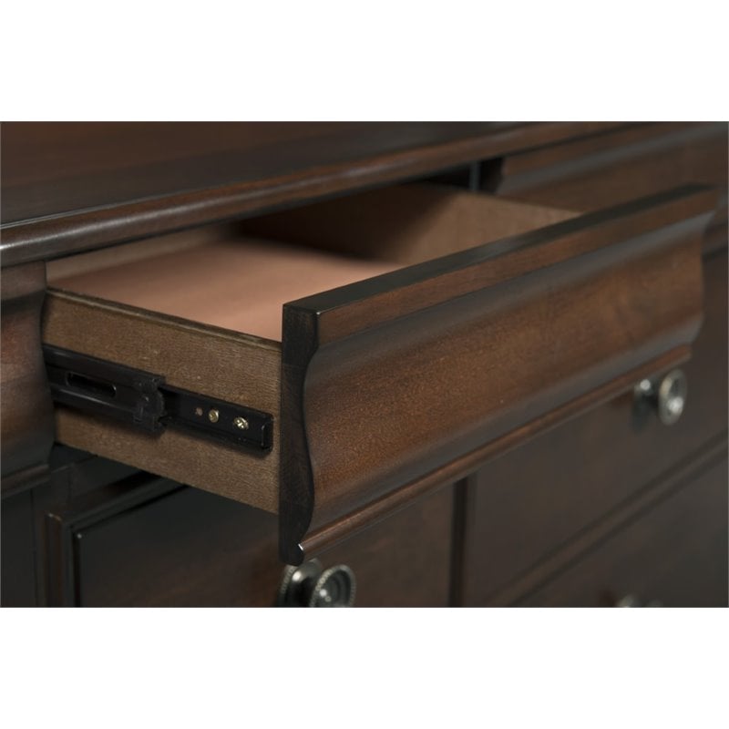 Bowery Hill Classic Solid Wood 5 Piece Queen Sleigh Bedroom Set in Warm Cherry