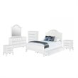 Bowery Hill Button Tufted Faux Leather 6 Piece Full Bedroom Set in White