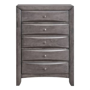 Bowery Hill 5-Drawers Bedroom Chest with Storage in Gray