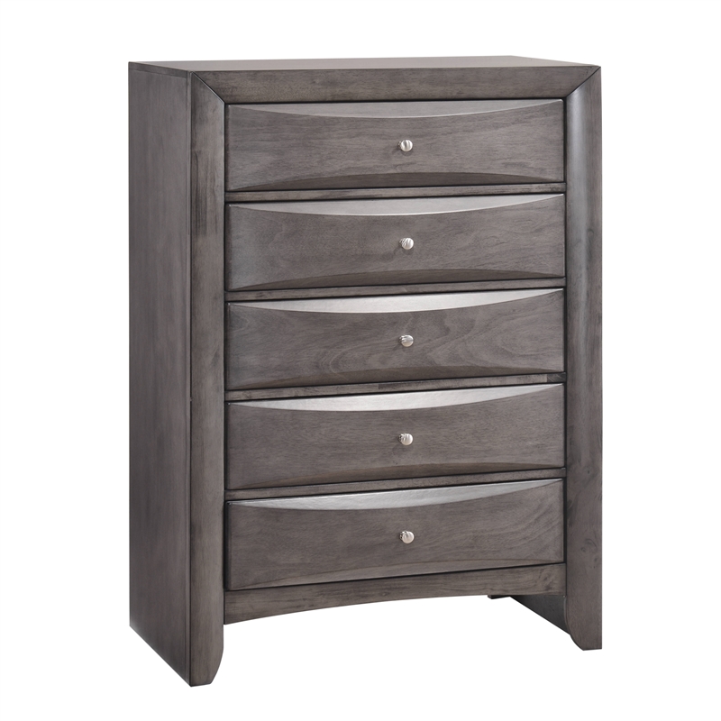 Bowery Hill 5-Drawers Bedroom Chest with Storage in Gray