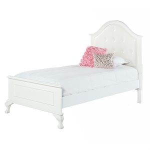 Bowery Hill Faux Leather Upholstered Twin Panel Bed in White
