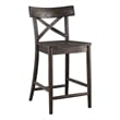 Bowery Hill Solid Wood Dark Brown Counter Stool Rectangular X-Back 39