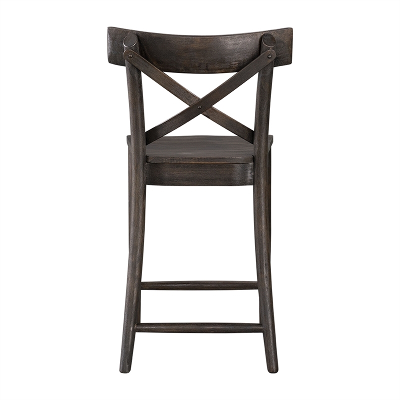 Bowery Hill Solid Wood Dark Brown Counter Stool Rectangular X-Back 39