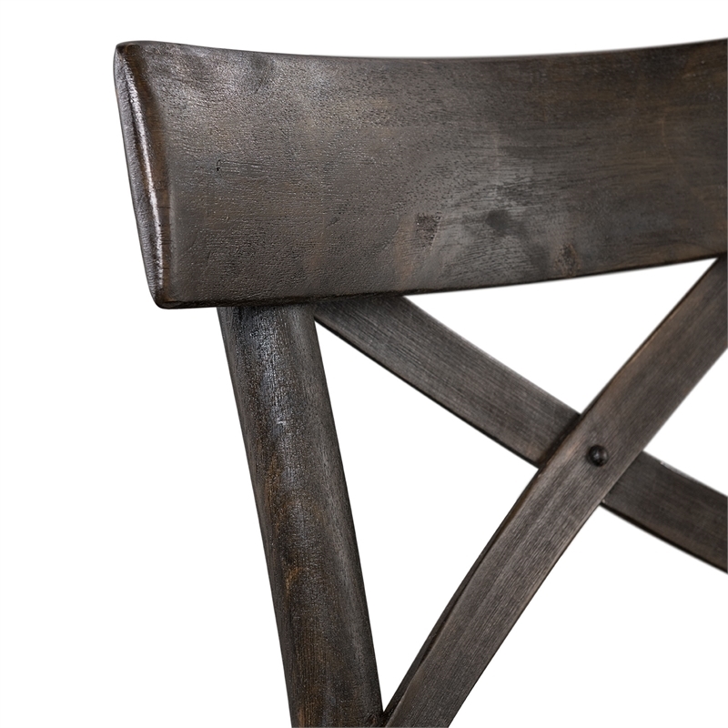 Bowery Hill Solid Wood Dark Brown Counter Stool Rectangular X-Back 39