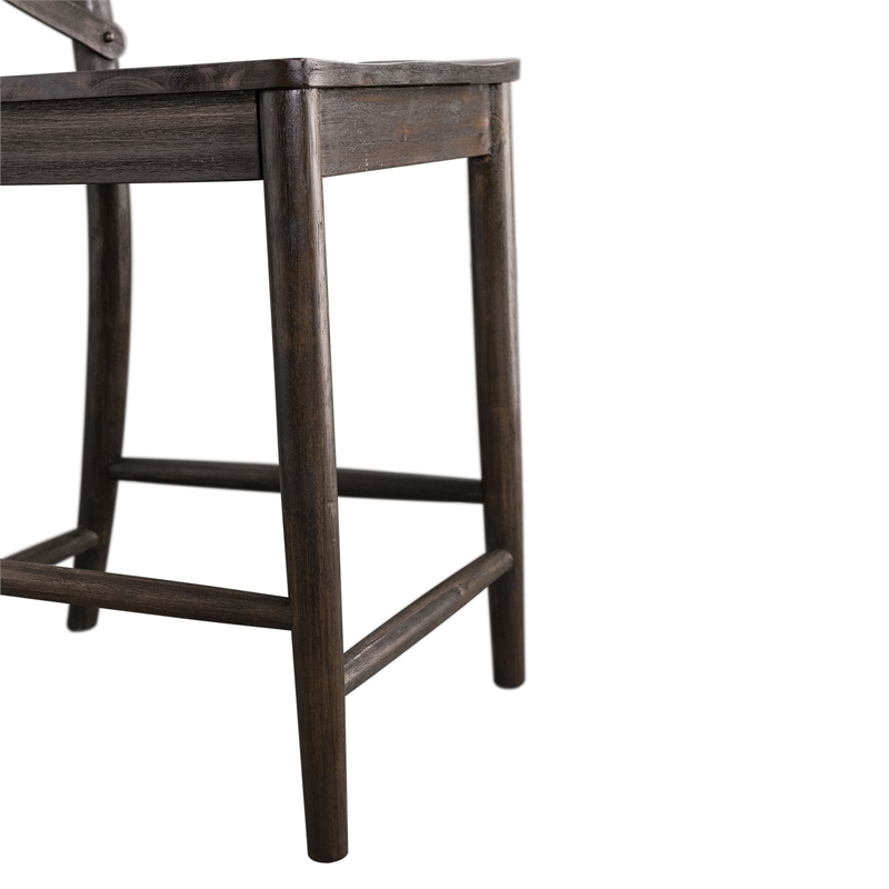 Bowery Hill Solid Wood Dark Brown Counter Stool Rectangular X-Back 39