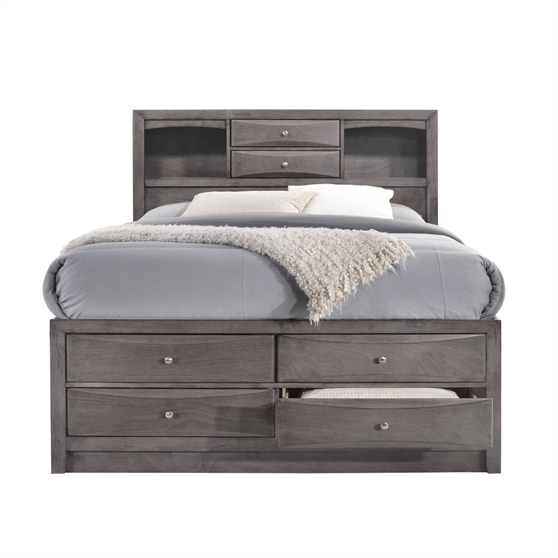 Bowery Hill Queen Storage 5 Piece Bedroom Set in Gray