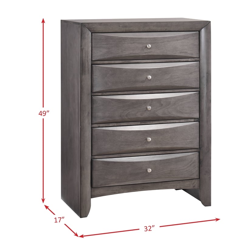 Bowery Hill King Storage 5 Piece Bedroom Set in Gray