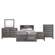 Bowery Hill King Storage 5 Piece Bedroom Set in Gray