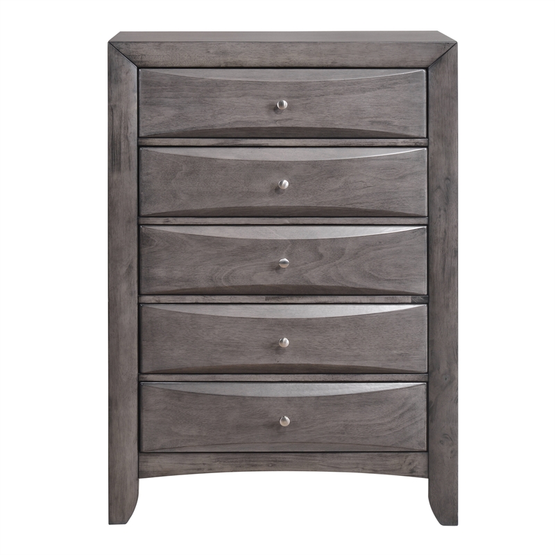 Bowery Hill King Storage 6 Piece Bedroom Set in Gray