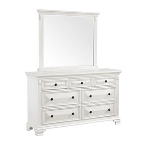 bowery hill wood 7-drawers bedroom dresser with mirror set in white