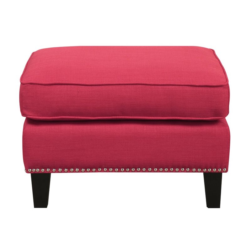 Bowery Hill Ottoman in Berry Red