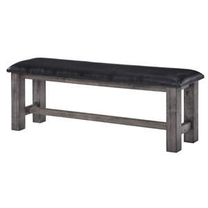 Bowery Hill Faux Leather Dining Bench in Gray Oak