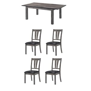 Bowery Hill 5 Piece Extendable Dining Set in Gray Oak/Black