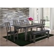 Bowery Hill 6 Piece Dining Set with Padded Seats in Gray Oak/Black