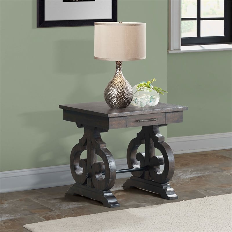 Bowery Hill Chair Side Table in Brown