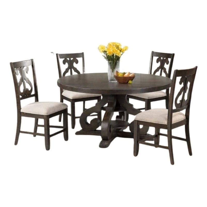 Bowery Hill 5 Piece Round Dining Set in Smokey Walnut