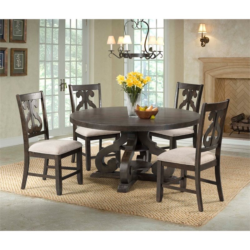 Bowery Hill 5 Piece Round Dining Set In Walnut Cymax Business 1748