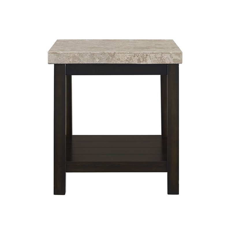 Bowery Hill 3 Piece Marble Top Occasional Table Set in Espresso