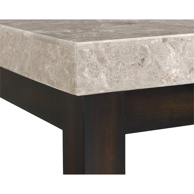 Bowery Hill 3 Piece Marble Top Occasional Table Set in Espresso