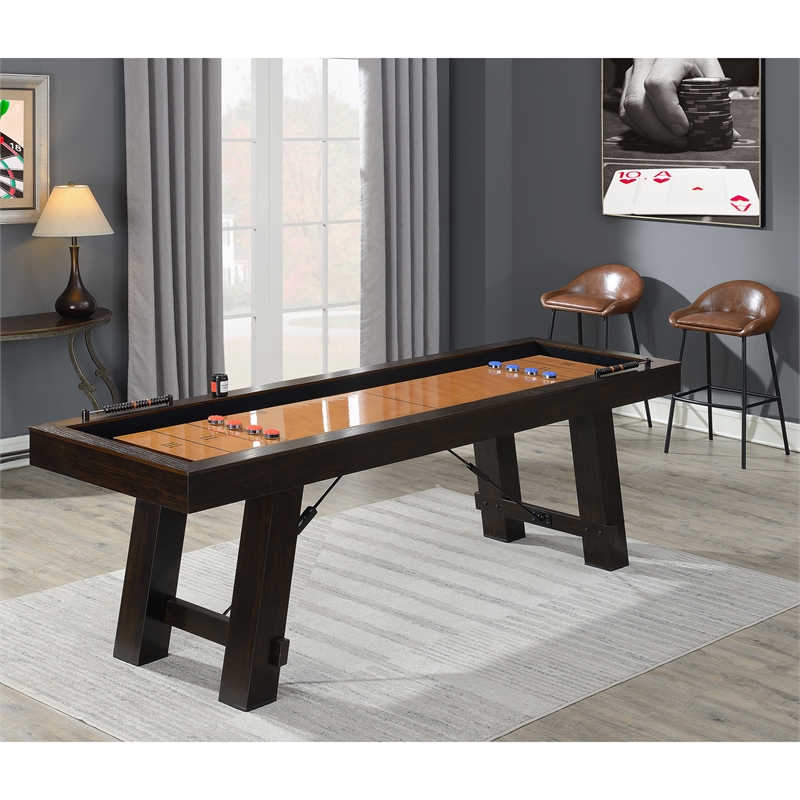 Bowery Hill Shuffleboard Table in Brown