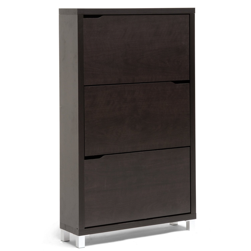 Bowery Hill Modern Shoe Cabinet in Dark Brown
