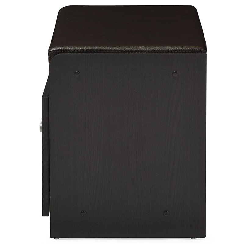 Bowery Hill Faux Leather Shoe Bench in Espresso