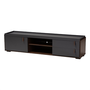 Bowery Hill Modern Wood TV Stand for TVs up to 78&quot with 2-Drawer in Gray/Walnut