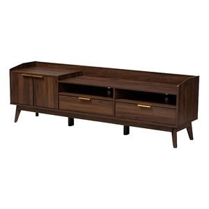 Bowery Hill Mid-Century Wood TV Stand for TVs up to 70&quot with Storage in Walnut