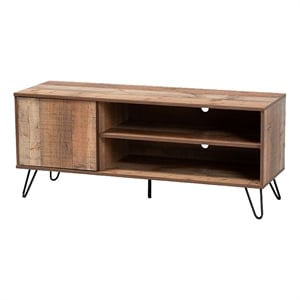 Bowery Hill Rustic 1-Door Wood TV Stand for TVs up to 47&quot in Rustic Oak