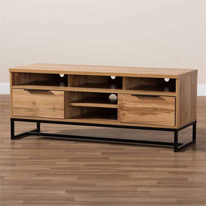 Bowery Hill Industrial 2-Drawer Wood/Metal TV Stand for TVs up to 47