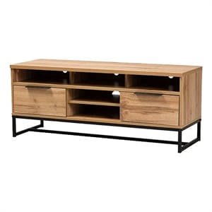 Bowery Hill Industrial 2-Drawer Wood/Metal TV Stand for TVs up to 47&quot in Oak