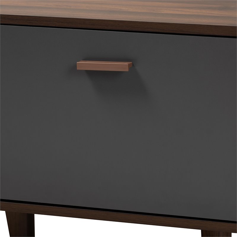 Bowery Hill Two-Tone Wood TV Stand in Walnut and Gray