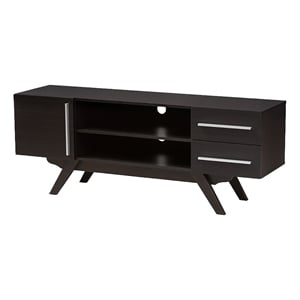 Bowery Hill Mid-Century Wood TV Stand for TVs up to 60&quot in Dark Brown