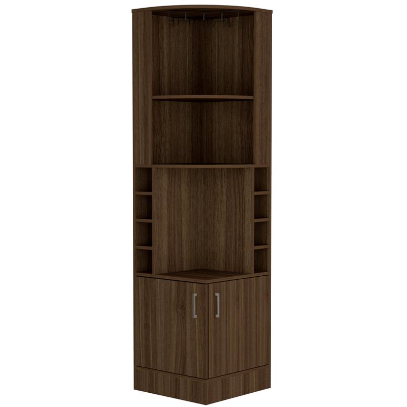Bowery Hill Wood Oak Bar Cabinet Corner Space-Efficient 71.1