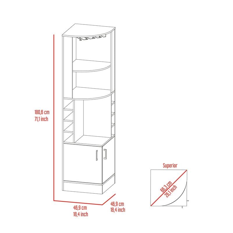 Bowery Hill Wood Oak Bar Cabinet Corner Space-Efficient 71.1