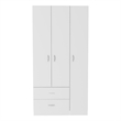 Bowery Hill 3-Door and 5-Shelf Modern Engineered Wood Armoire in White