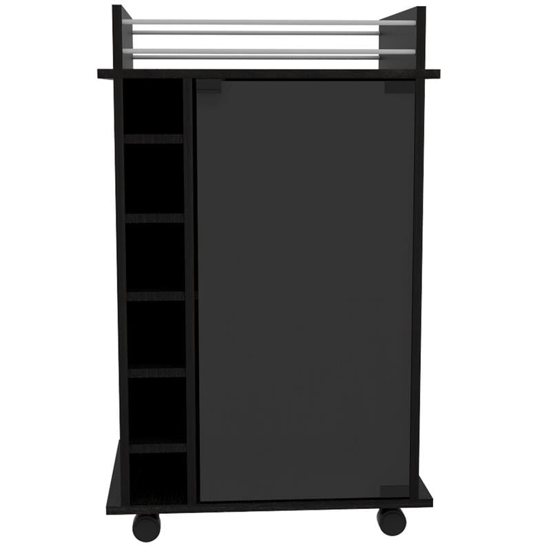 Bowery Hill Glass Door Bar Cart in Espresso