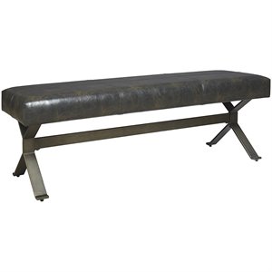 bowery hill faux leather bench in black