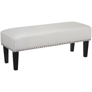 bowery hill bench with nailhead trim in oatmeal