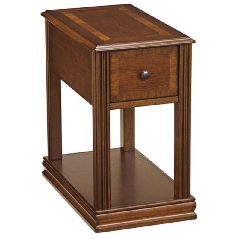 Bowery Hill Contemporary Veneer Wood/Hardwood Solids End Table in Cherry